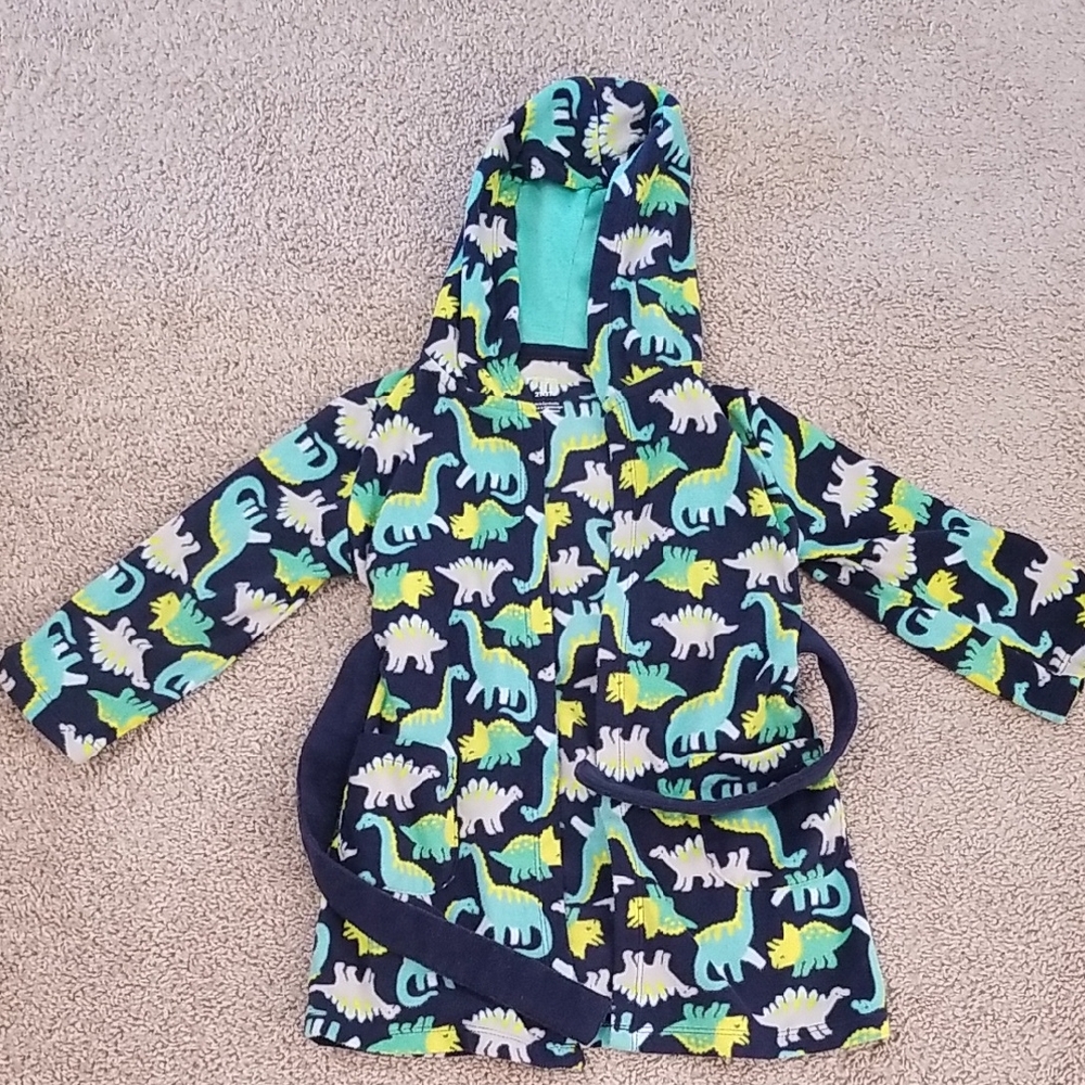Simple Joys By Carter's Dinosaur Print Cozy Colorful Hooded Robe 2T-3T